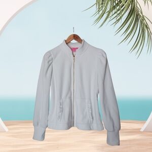 Lilly Pulitzer White Fleece Zip-Up Jacket – Size Small